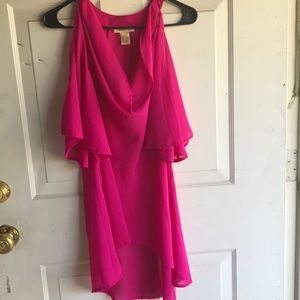 Arden B Sheer “HOT” pink open shoulder dress top